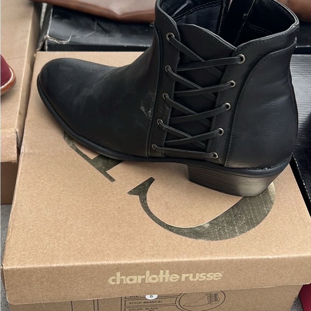 Charlotte Russe Black Lace Up Boots